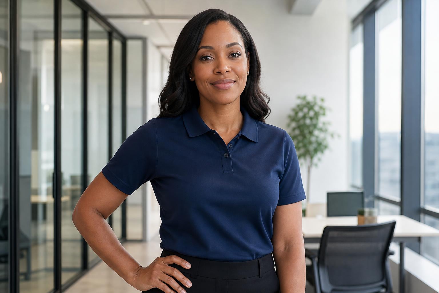 Professional wearing a corporate polo