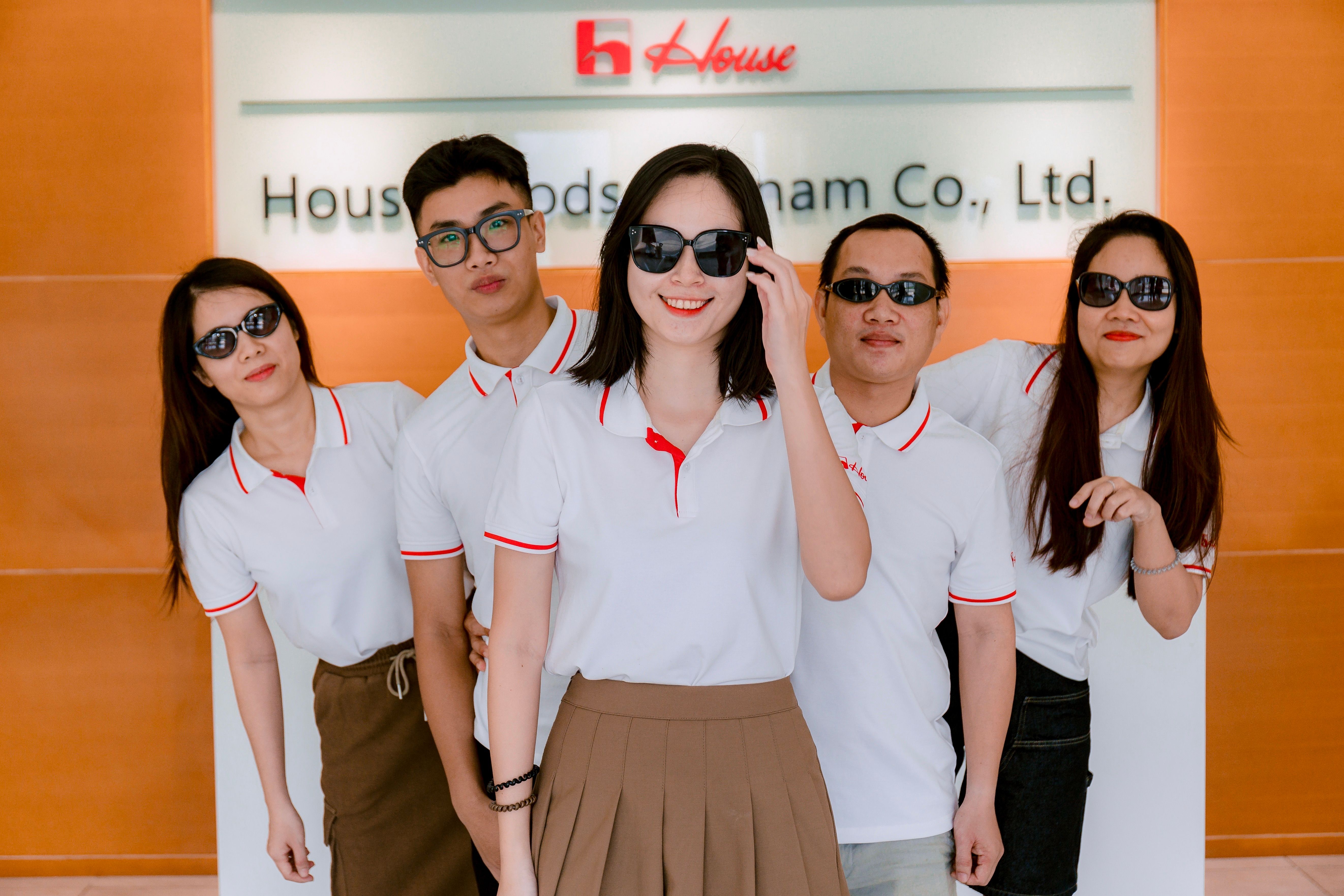 Corporate team wearing coordinated workwear